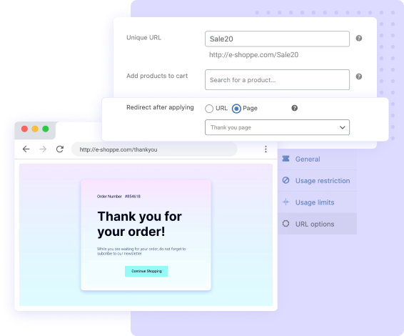 Redirect customers to another page after applying coupons
