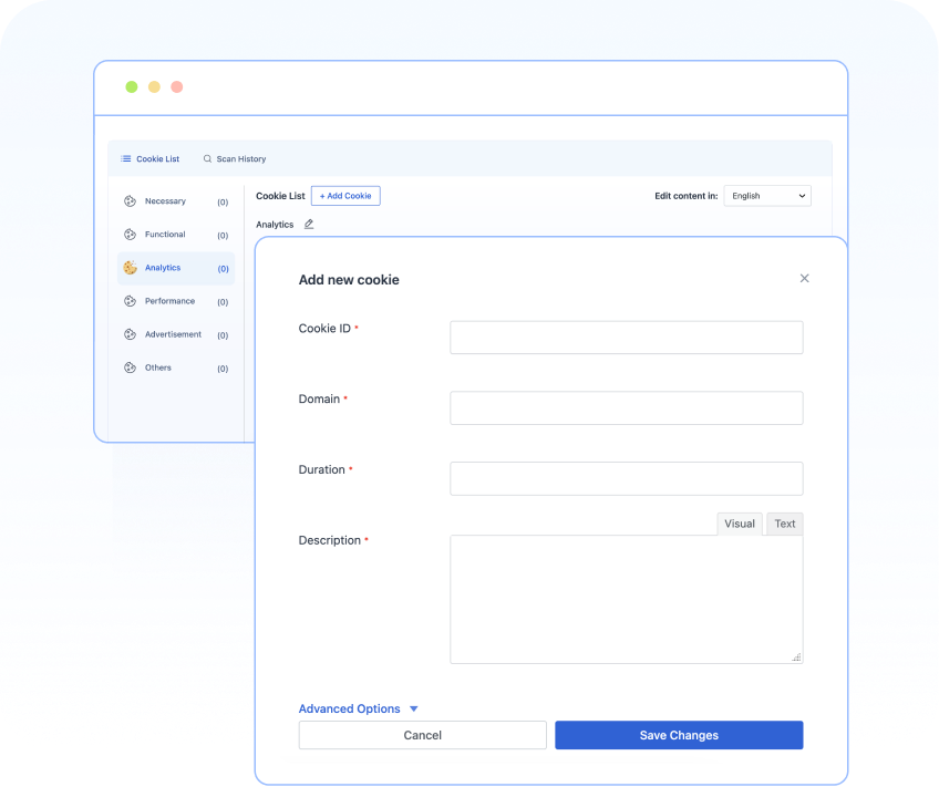 Adding cookies into categories for easy consent management