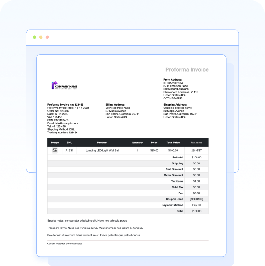 Create proforma invoices automatically