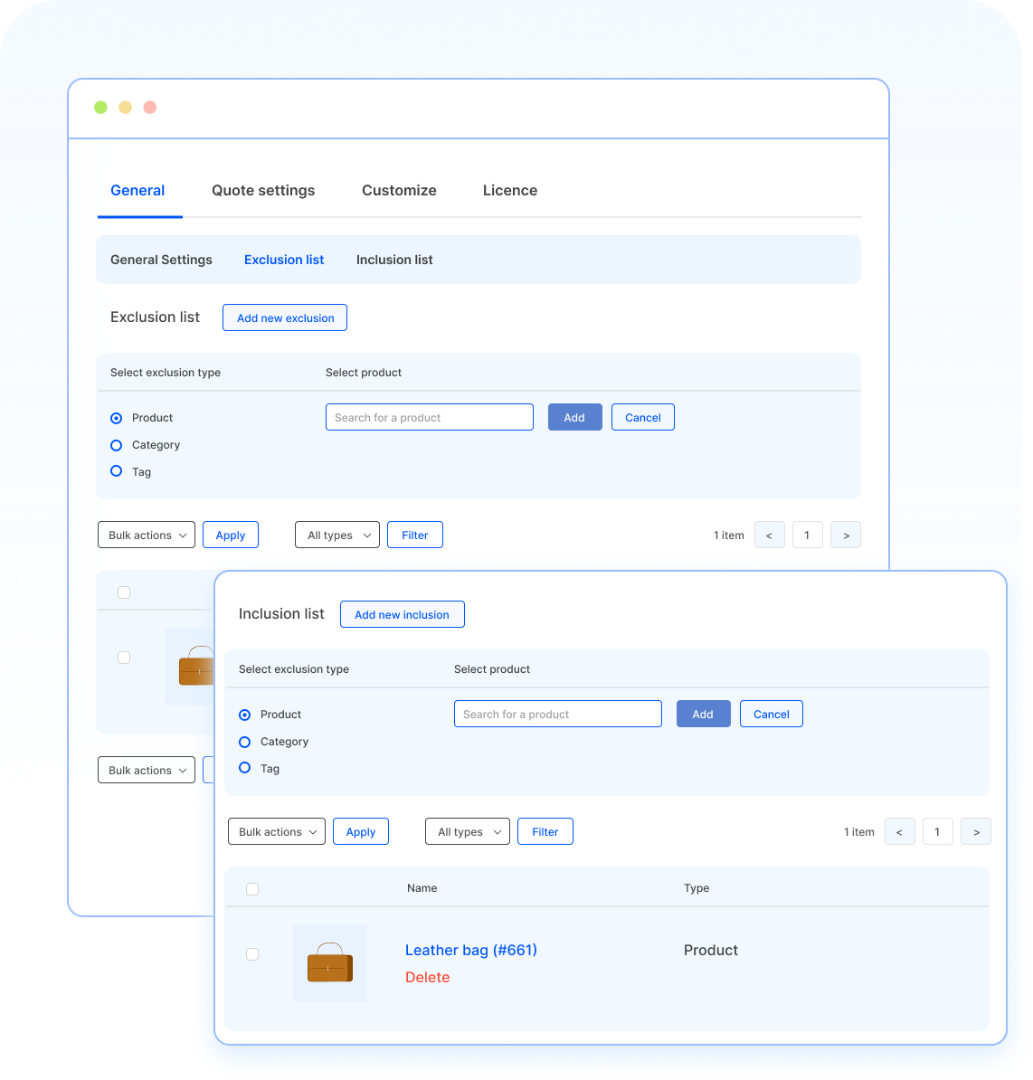 Choose What Products to Include and Exclude from Receiving Quotes