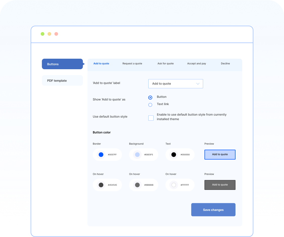 Customize Colors and Text of Quote Buttons