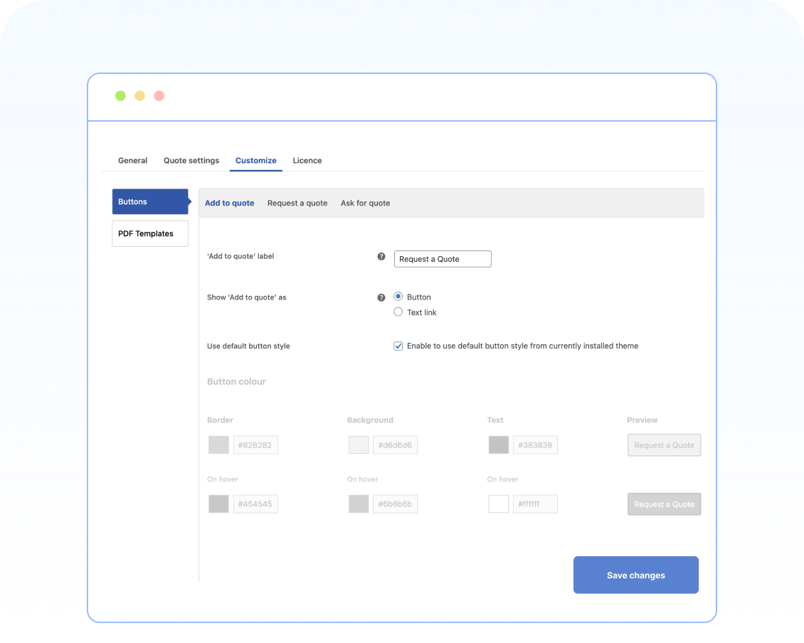 Customize Colors and Text of Quote Buttons