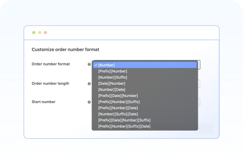 Get multiple customization options for making a unique order number sequence