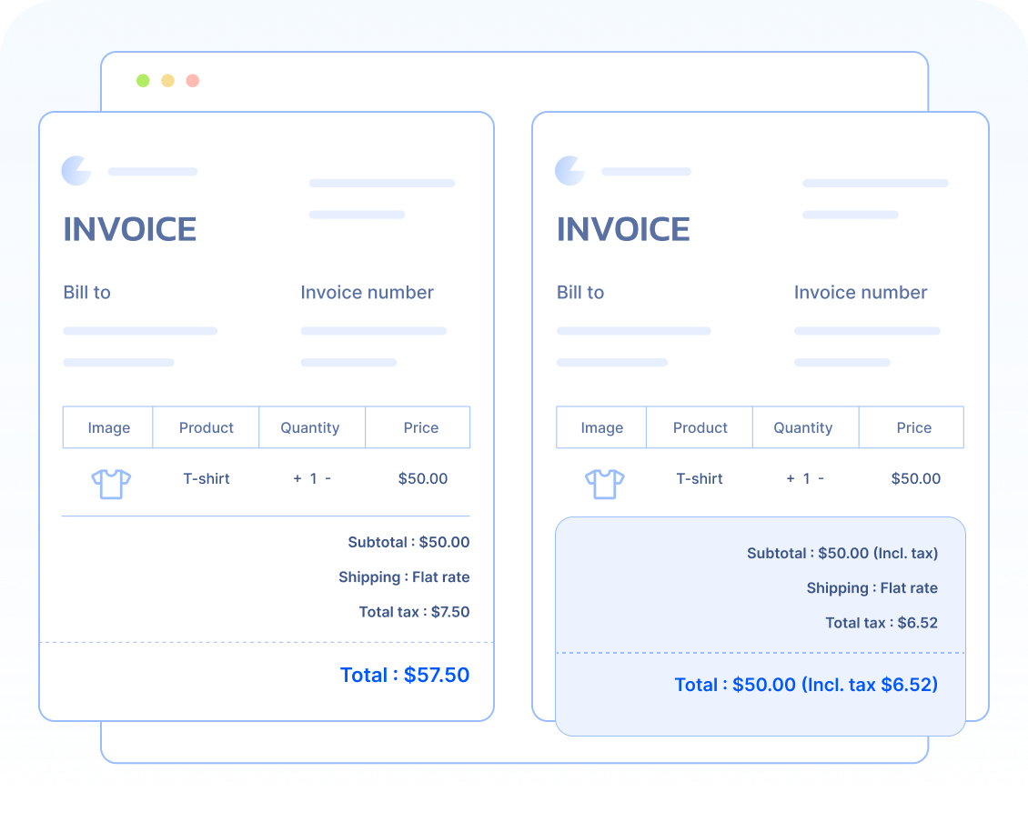 Tax display options on invoice